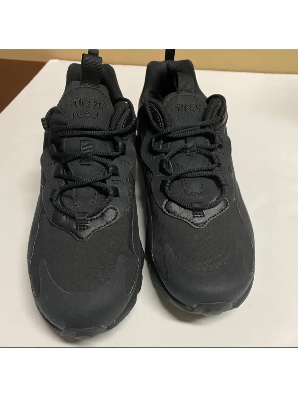Nike Air Max 270 React Black/Black 6.5y OR 7y (GS) Sneakers BQ0103 004 NO BOX
